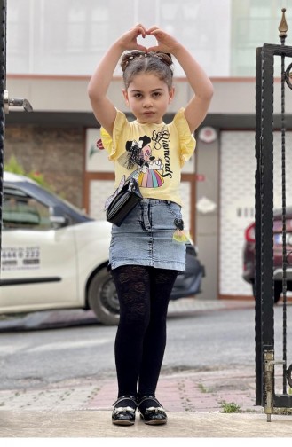 11595Sk Tailleur Jupe Avec Sac Pour Fille Jaune 8338