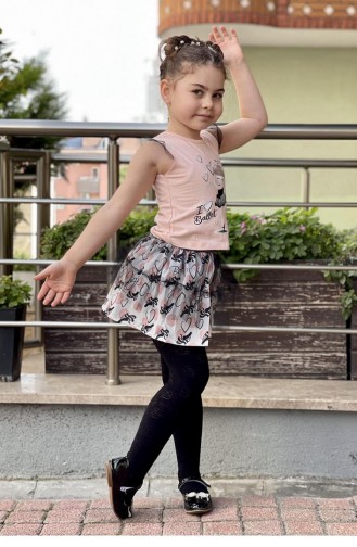 11574Sk Girl`s Tulle Skirt Double Suit Powder 8347