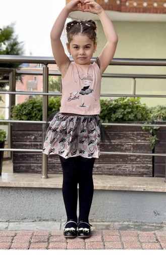 11574Sk Girl`s Tulle Skirt Double Suit Powder 8347