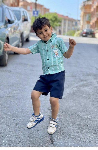 1001Brg Erkek Çocuk Şortlu Takım Yeşil
