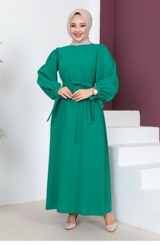 0048Mp Robe Hijab à Manches Nouées Vert 8415