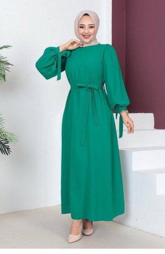 0048Mp Robe Hijab à Manches Nouées Vert 8415