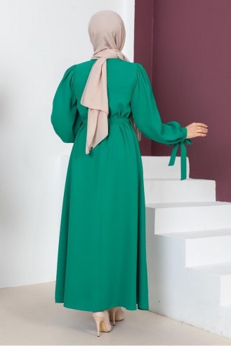 0048Mp Robe Hijab à Manches Nouées Vert 8415