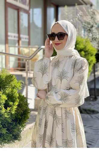 2314Nry Robe En Lin Ceinturée Vert 8423