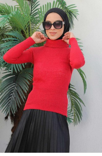 0024Mp Rollkragen-Strickpullover Rot 8498