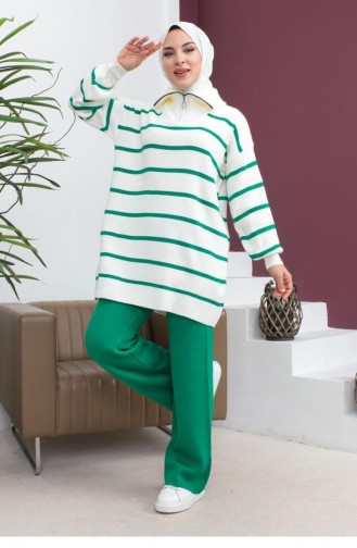 0065Mp Striped Knitwear Suit Green 8550