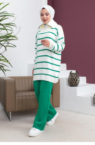 0065Mp Striped Knitwear Suit Green 8550