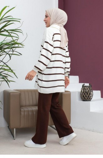 0065Mp Striped Knitwear Suit Brown 8551