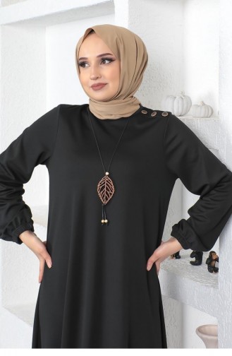 2041Mg Necklace Crew Neck Hijab Dress Black 8568