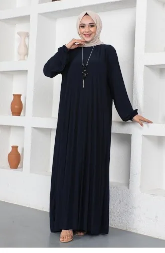 1052Mg Pleated Sandy Dress Navy Blue 8646