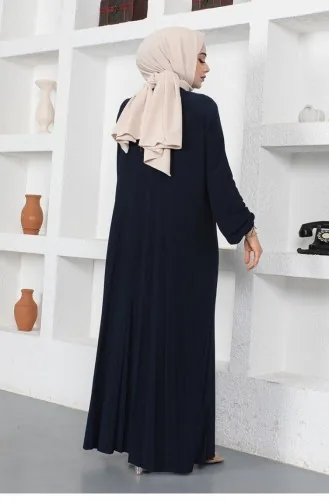1052Mg Pleated Sandy Dress Navy Blue 8646