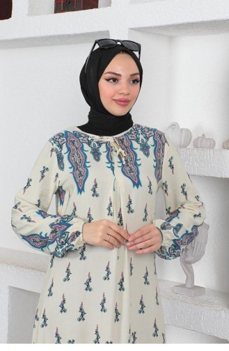 0286Sgs Ethnisch Gemustertes Hijab-Kleid Stein 8651