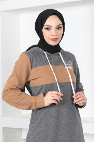 Geschriebenes Hijab-Sportkleid 2038-04 Anthrazit 2038-04