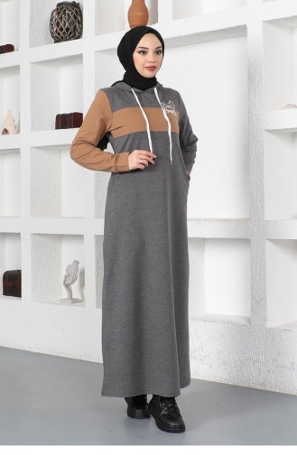 Robe Sport Hijab Avec Ecrit 2038-04 Anthracite 2038-04
