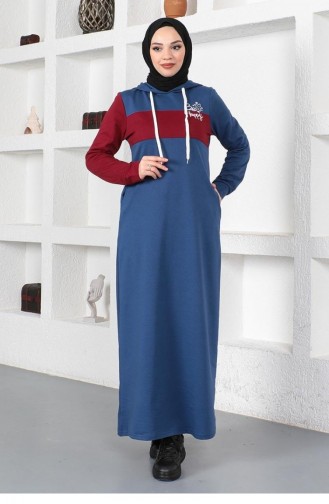 Geschriebenes Hijab-Sportkleid 2038-06 Indigo 2038-06