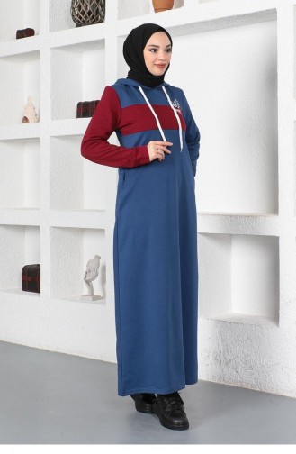 Geschriebenes Hijab-Sportkleid 2038-06 Indigo 2038-06