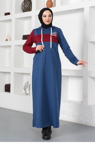 Geschriebenes Hijab-Sportkleid 2038-06 Indigo 2038-06