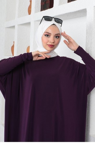 2044Mg Bat Sleeve Loose Tunic Plum 8704