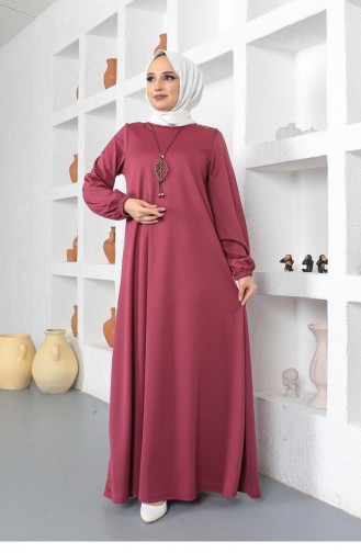 2041Mg Halskette Rundhals-Hijab-Kleid Dusty Rose 8705