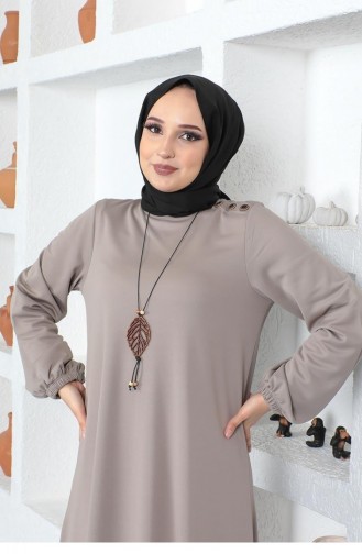 2041Mg Necklace Crew Neck Hijab Dress Mink 8711
