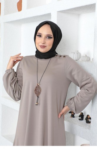 2041Mg Necklace Crew Neck Hijab Dress Mink 8711