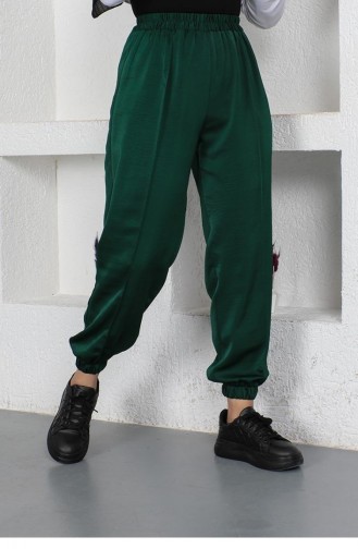 6152Nrs Pantalon Taille Et Jambe élastiques Vert émeraude 8724