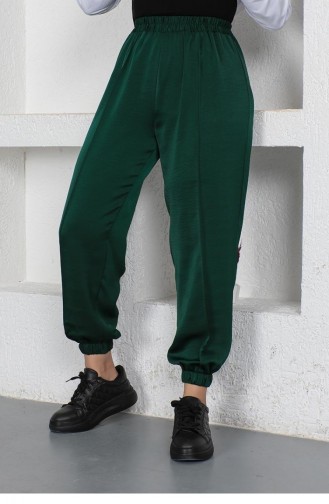 6152Nrs Pantalon Taille Et Jambe élastiques Vert émeraude 8724