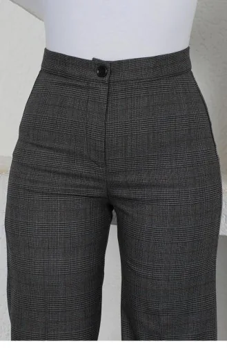 6153Nrs Karierte Hose Mit Weitem Bein Geräuchert 8726