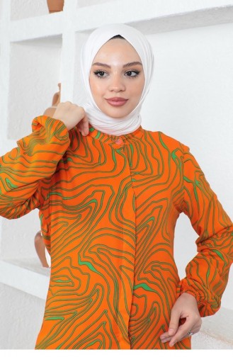 تونيك للحجاب بياقة القاضي 0159-01 لون برتقالي 0159-01