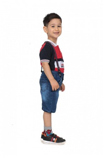 2505Tt Boy`s Double Suit With Trousers Suspenders Red 8940