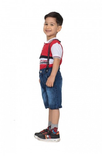 2505Tt Boy`s Double Suit With Trousers Suspenders Red 8940