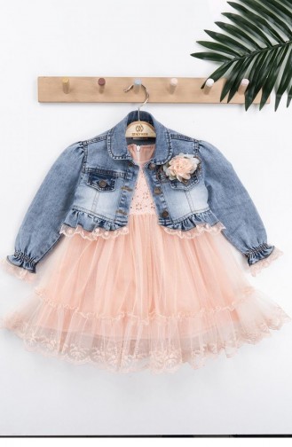 11693Sk Girl`s Tulle Skirt Suit Salmon 8952