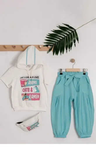 11769Sk Mädchen-Sportanzug Mit Tasche Türkis 8970