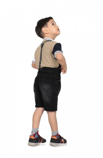 2505Tt Erkek Çocuk Pantolon Askılı İkili Takım Vizon