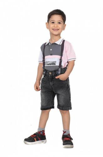 2505Tt Boy`s Double Suit With Trousers Suspenders Anthracite 8989