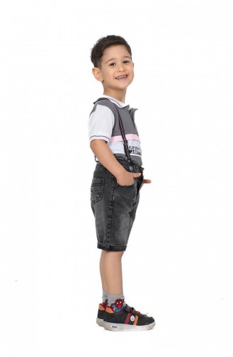 2505Tt Boy`s Double Suit With Trousers Suspenders Anthracite 8989