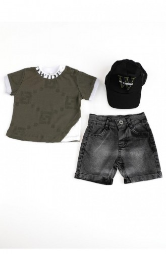 2510Tt Boy`s Hat And Shorts Set Khaki 8994