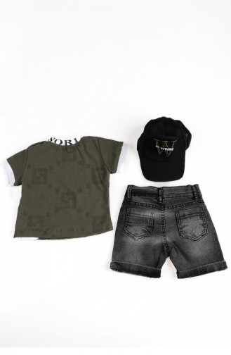 2510Tt Boy`s Hat And Shorts Set Khaki 8994