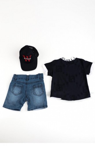 2510Tt Boy`s Hat And Shorts Set Navy Blue 8995