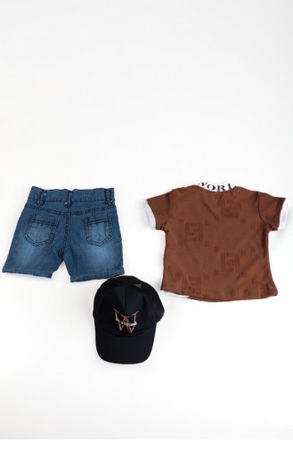 2510Tt Boy`s Hat And Shorts Suit Brown 8996