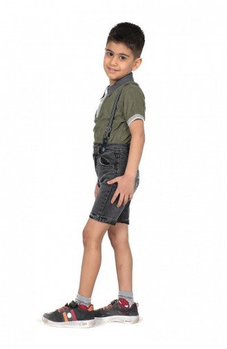2511Tt Erkek Çocuk Pantolon Askılı İkili Takım Haki