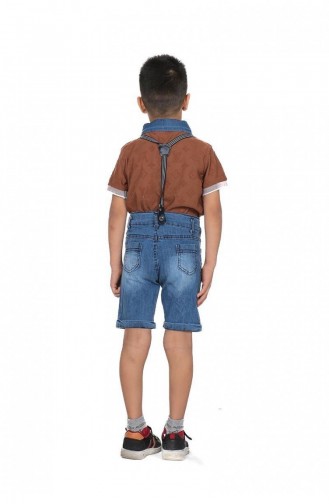 2511Tt Boy`s Double Suit With Trousers Suspenders Brown 9013