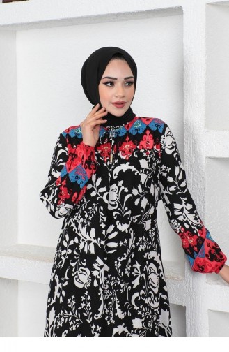 0290Sgs Een Geplooid Model Hijabjurk Zwart 9038
