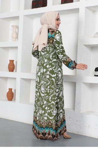 0290Sgs A Pleated Model Hijab Dress Khaki 9039