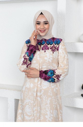 0290Sgs A Pleated Model Hijab Dress Mink 9040