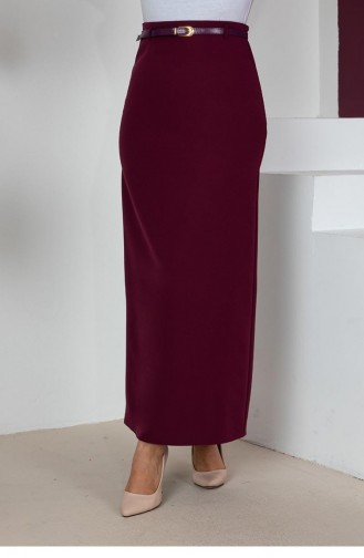 5052Nrs Belted Pencil Skirt Plum 9071