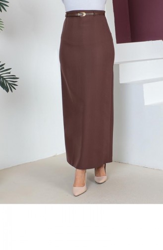 5052Nrs Belted Pencil Skirt Brown 9072