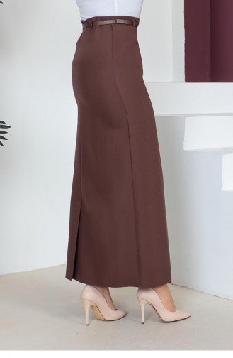 5052Nrs Belted Pencil Skirt Brown 9072