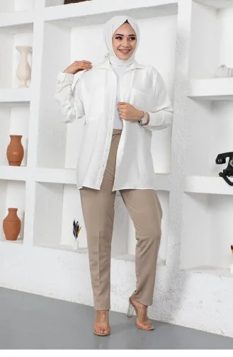 Pantalon Femme À Lacets 2053Mg Vison 9088