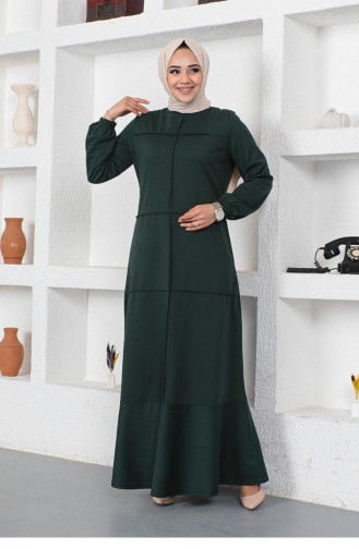 2050 Mg Nähendes Detailliertes Kleid Smaragdgrün 9109
